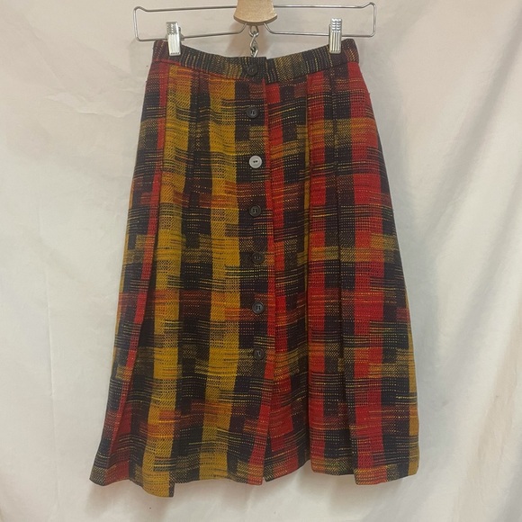 Tartan Wool Pleated Skirt. Minimal A Line - Picture 1 of 4
